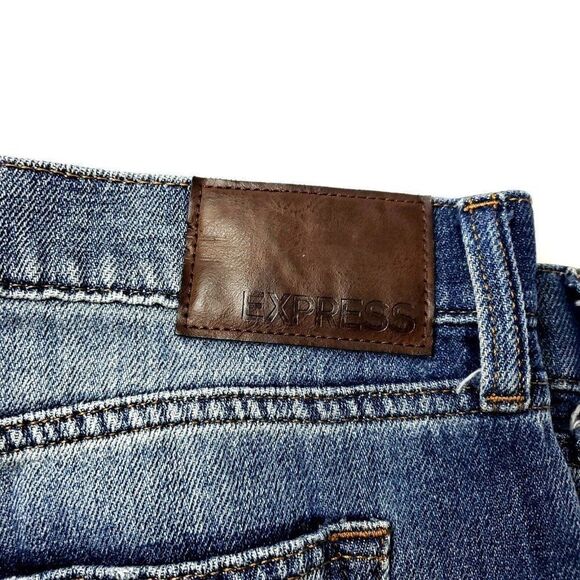 Express Classic Straight Blue Jeans Soft Cotton 38/28 Mid Rise Stone Wash - Picture 2 of 7